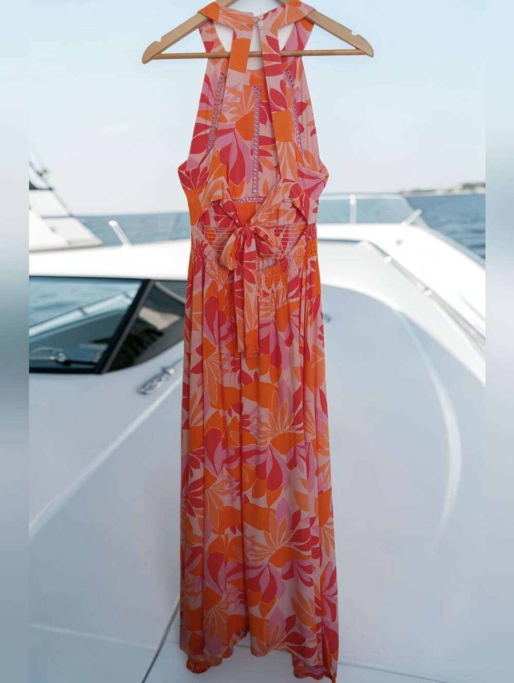 Abel The Label Rumi Maxi Dress in Orange and Pink Tropical Floral Anthropologie - Picture 3 of 15